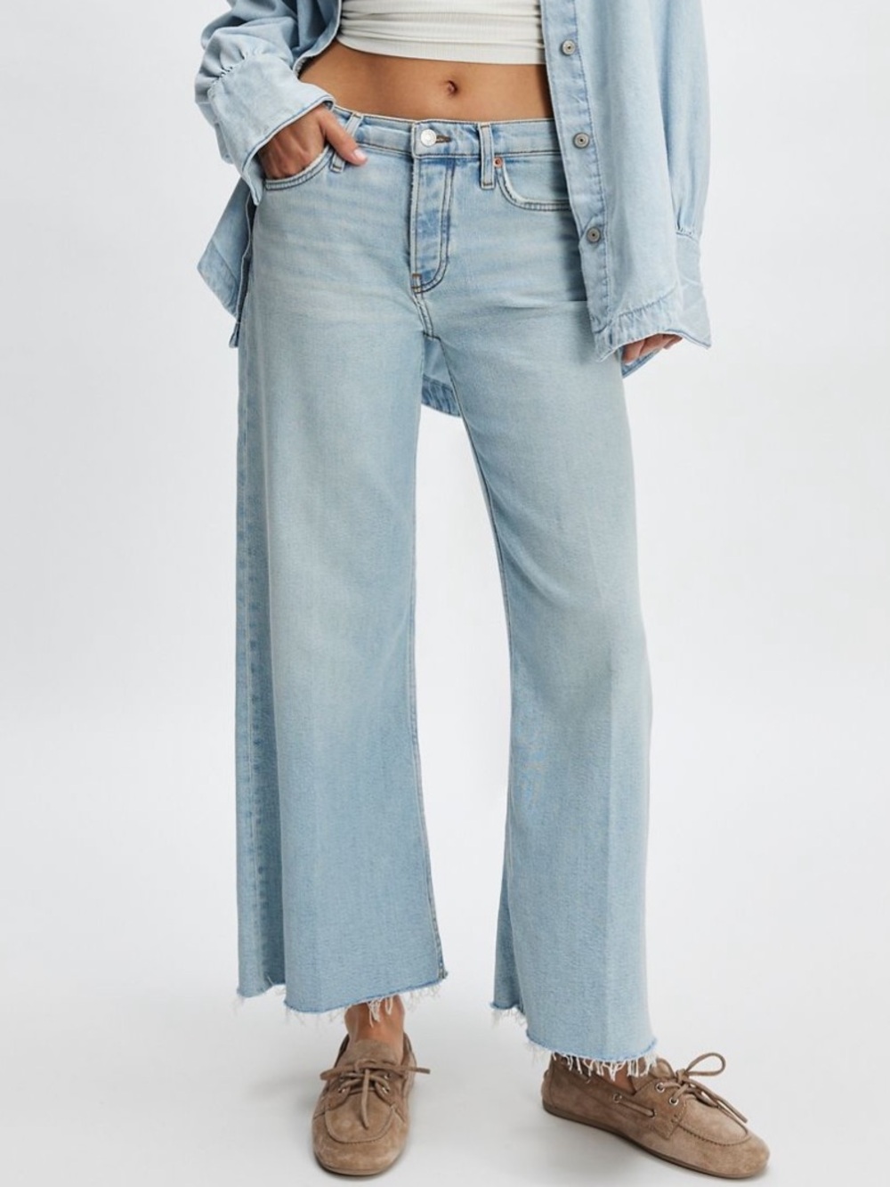 RE/DONE mid rise wide leg crop jeans sz 25. New with tags
